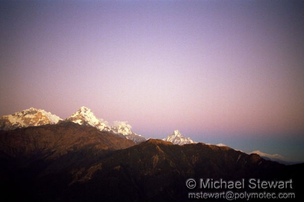 Fang, Moditse, Hiunchuli, Machapuchare, Annapurna II, and Himal Chuli from Poon Hill